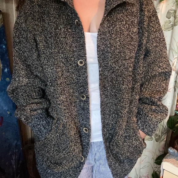 Vintage 90s Harbour Club Wool Chunky Button Down Cardigan Grandpa Sweater XL - Picture 5 of 7